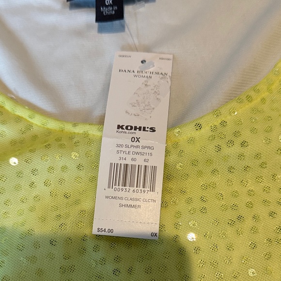 Sequin Yellow Tank Top Dana BUCHMAN size OX - Picture 3 of 17